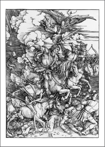 Kunstpostkarte "Die apokalyptischen Reiter" (aus Apokalypse)