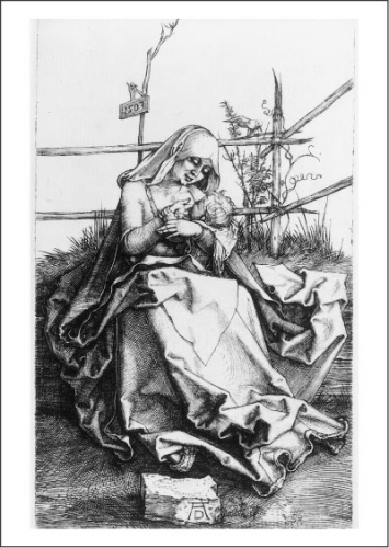 Kunstpostkarte "Maria auf der Rasenbank"