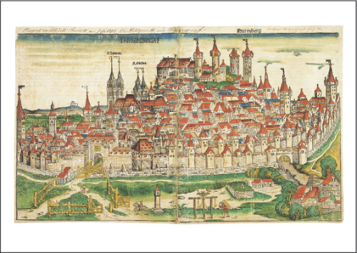 Kunstpostkarte "Nürnberg von Süden"