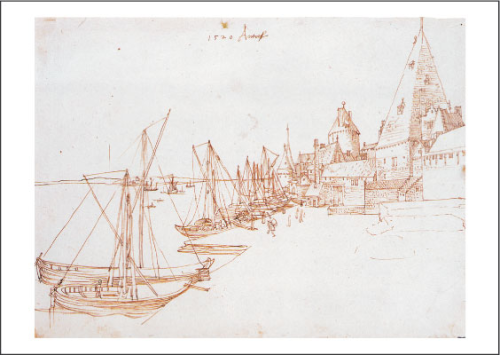 Kunstpostkarte "Der Hafen von Antwerpen"